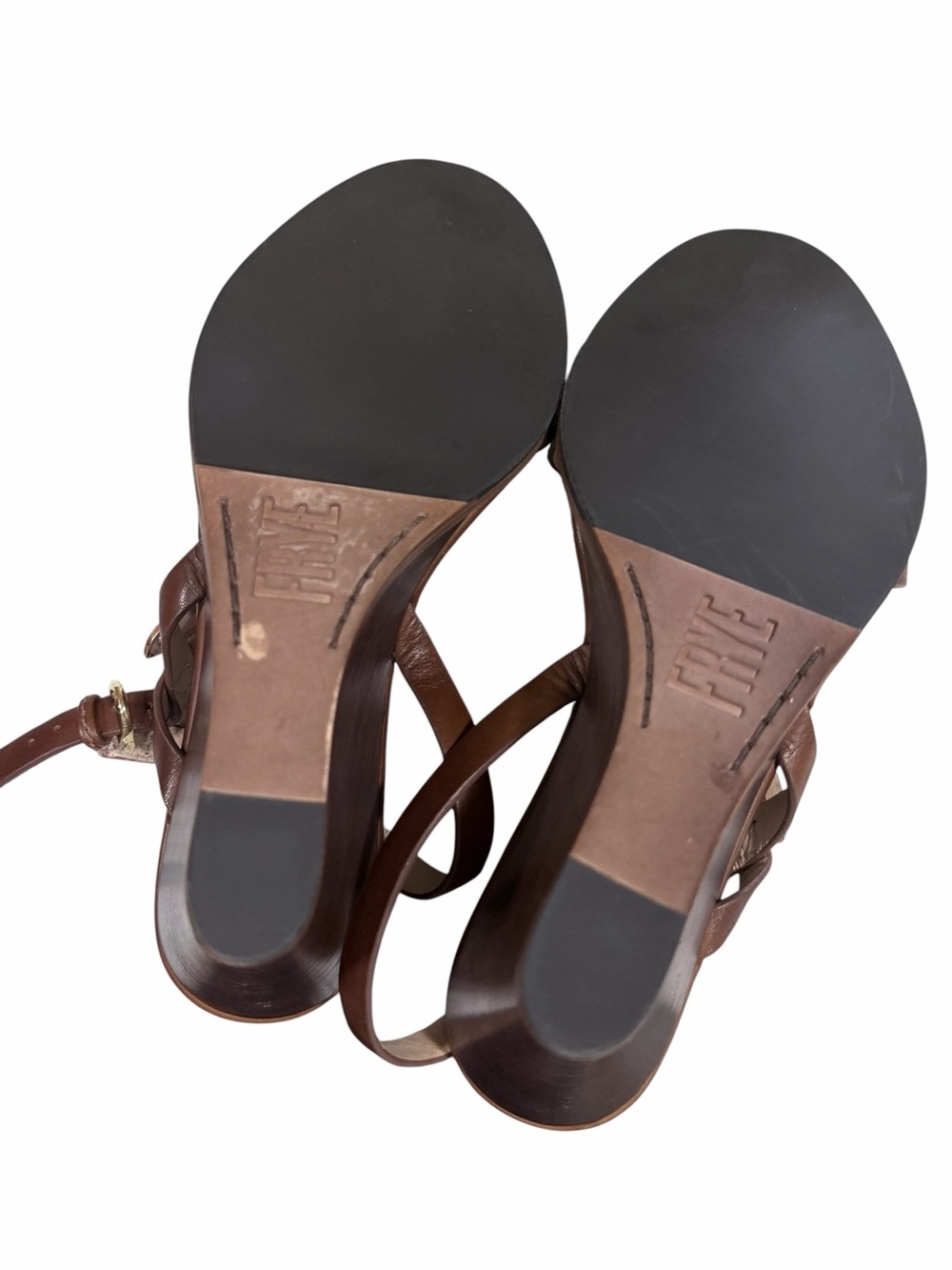 FRYE Rachel Buckle Wedge Heel Sandal in Cinnamon Size 8 - Picture 3 of 11